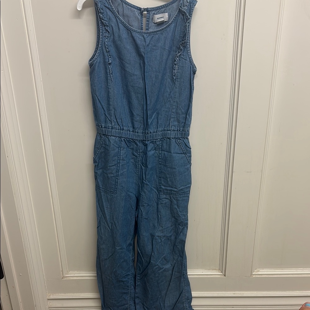 Old Navy Blue Denim One Piece with Sleeveless Design